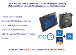 texa axone voice premium tgk és munkagép csomag (teherautókhoz, valamint mezőgazdasági és munkagépekhez)(1)